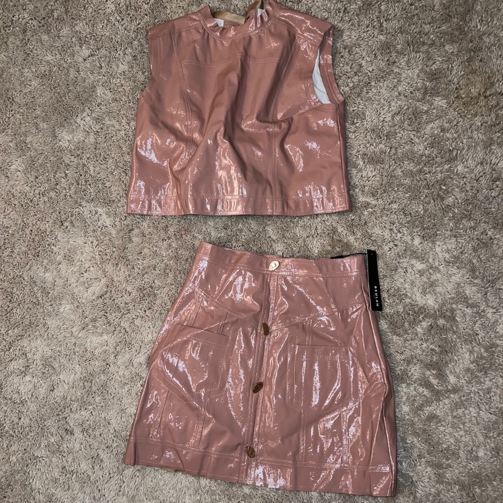 Nude Leather Two Piece Set